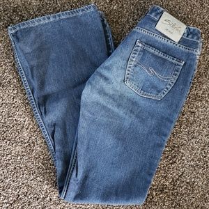 Womens Silver Flare Leg Jeans.